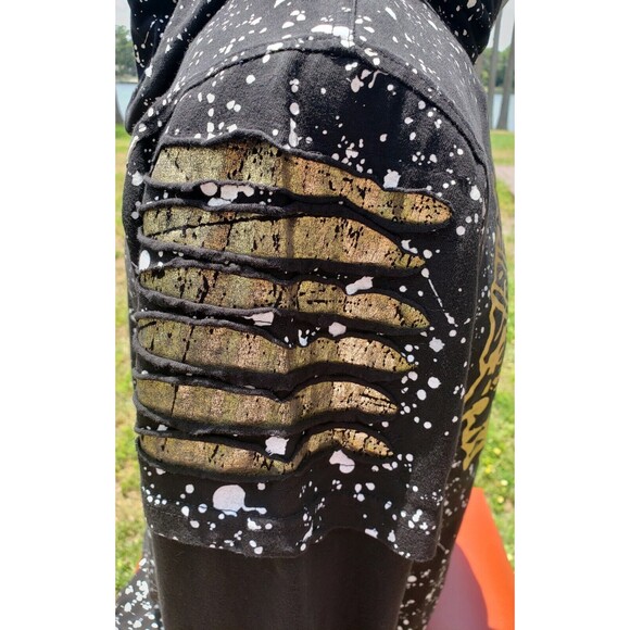 CARBON BOY'S Large Black Hoodie w/Gold Indian Chief 100% Cotton Drawstring Tie - Picture 9 of 13